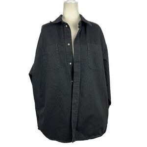 Good American Black Denim Shacket Jacket Oversized Size 1/2 Minimalist GWS999P
